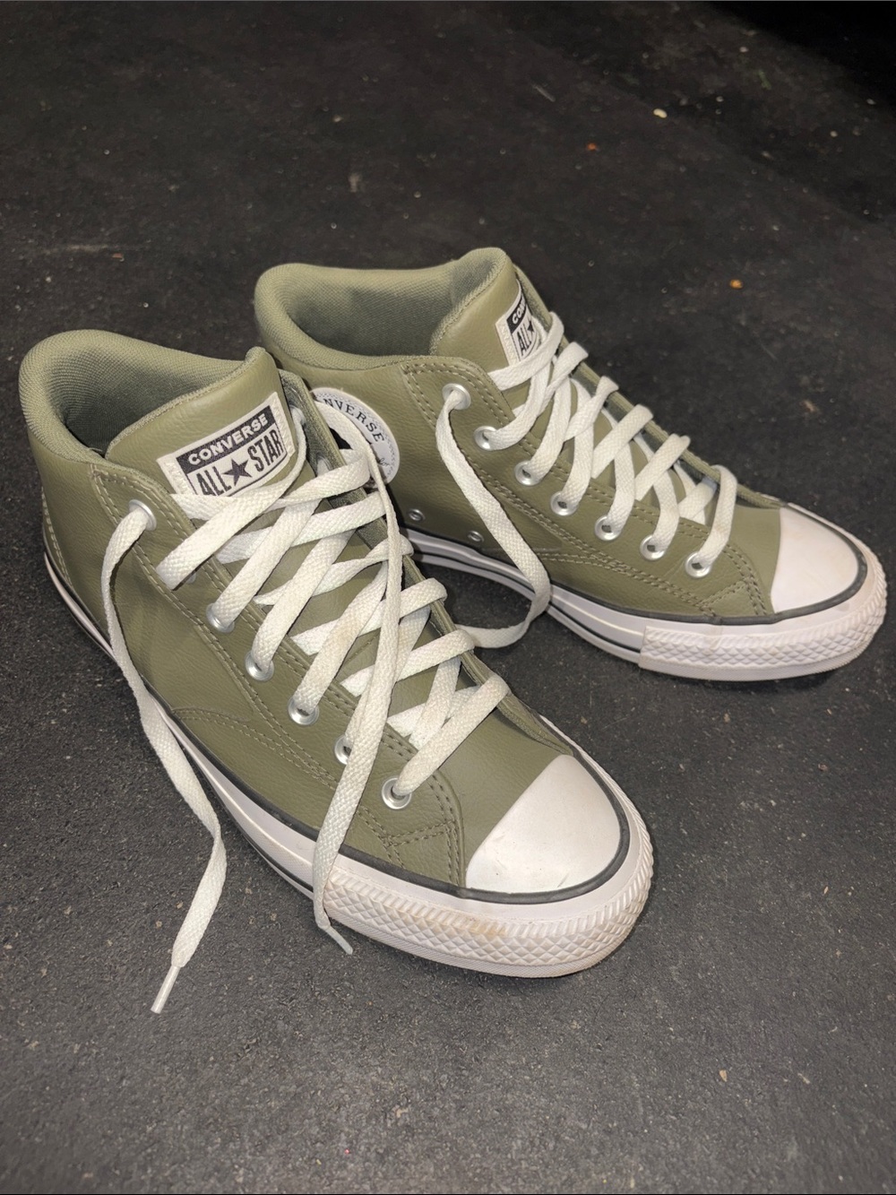 Converse Olive Green High Top Sneakers with White Accents Men’s 8.5 Womens 10.5